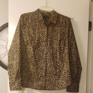 J Crew leopard slim fit button down blouse Size 14